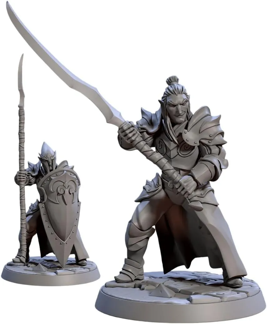 TYL Noble Alfar Knights Unpainted Miniature for War Gaming | RPG Scale Figures, Detailed Tabletop Board Game Accessories | Realistic Tabletop Miniatures (Combo of 6, 32mm)
