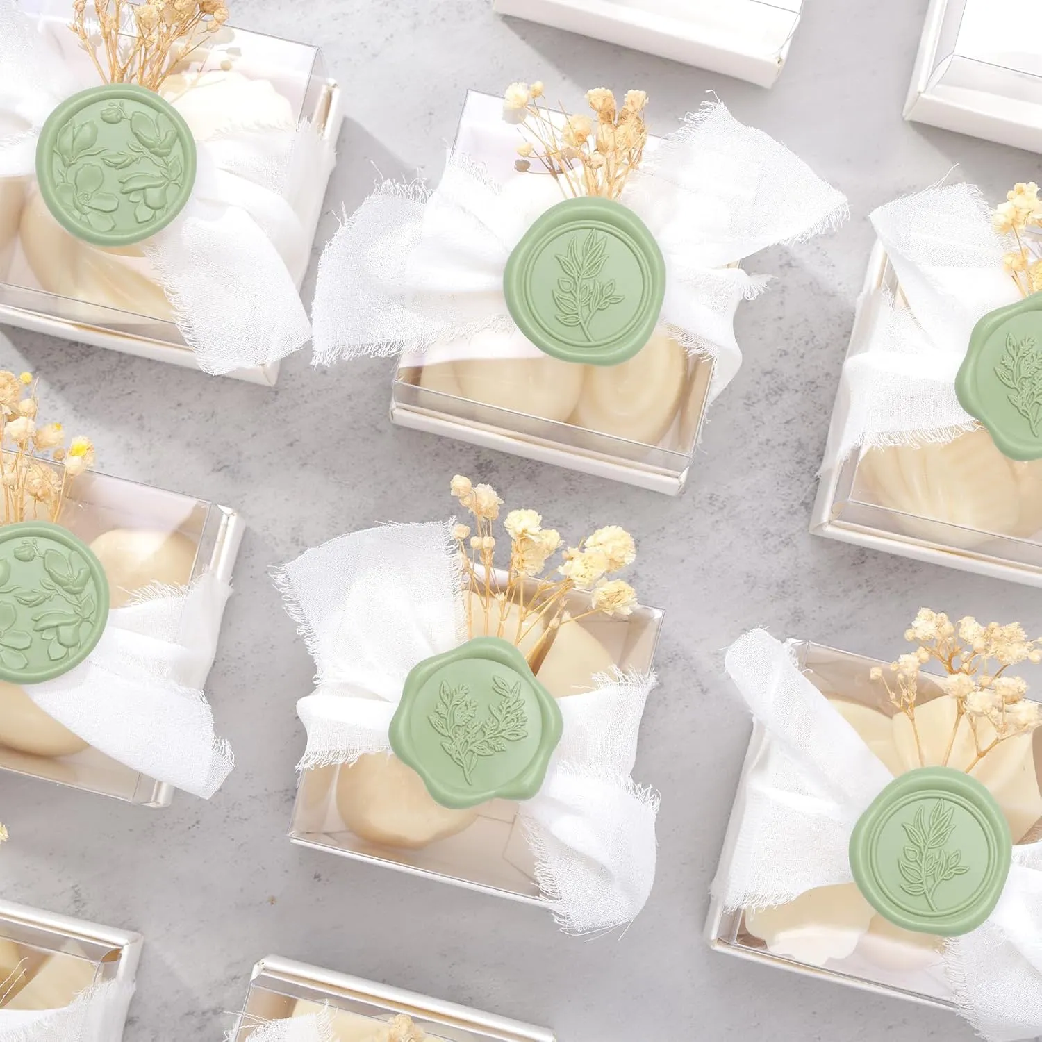 UNIQOOO Wax Seal Stickers - (3 Designs in 1 Pack) Wedding Invitation Envelope Seal Stickers, 60 Pcs Self-Adhesive Stickers, Perfect for Invitation, Christmas, Gift Wrapping (Sage Green)