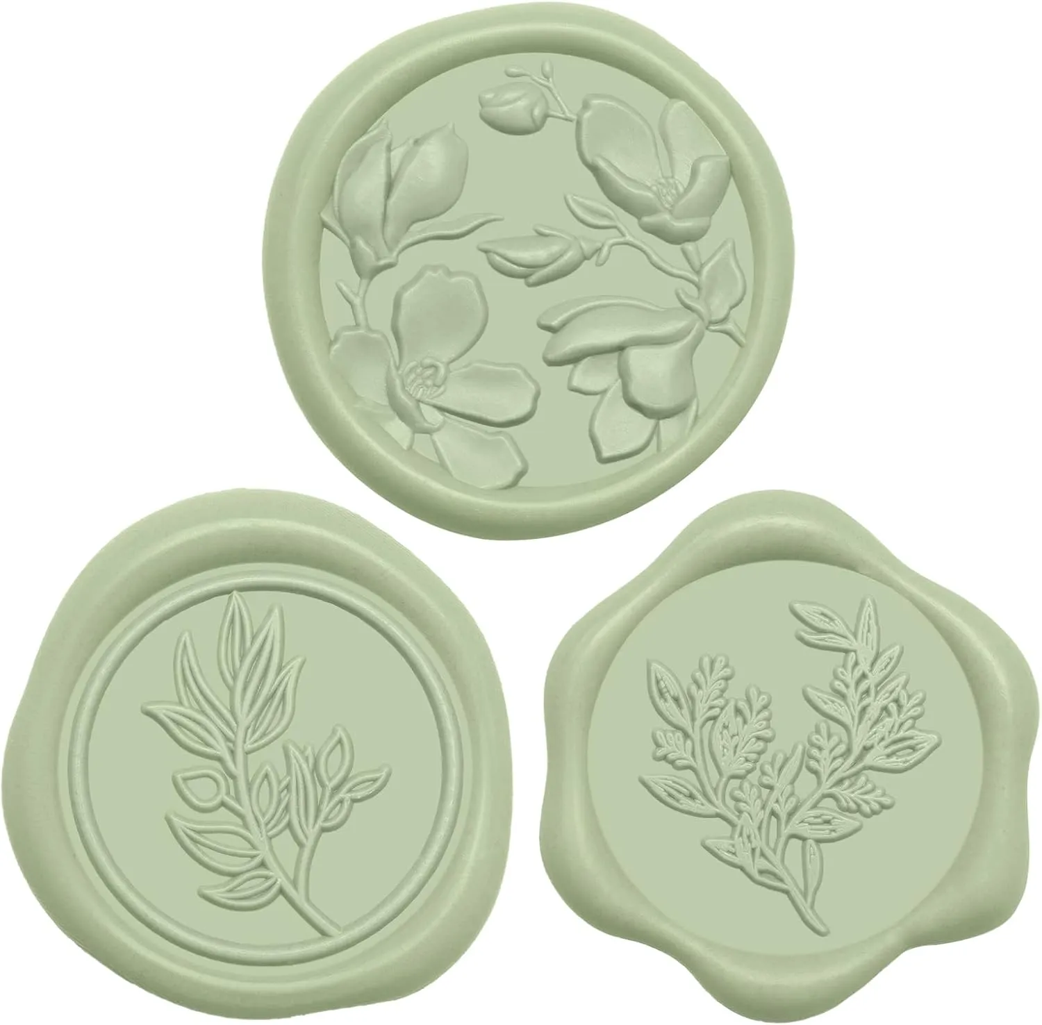 UNIQOOO Wax Seal Stickers - (3 Designs in 1 Pack) Wedding Invitation Envelope Seal Stickers, 60 Pcs Self-Adhesive Stickers, Perfect for Invitation, Christmas, Gift Wrapping (Sage Green)