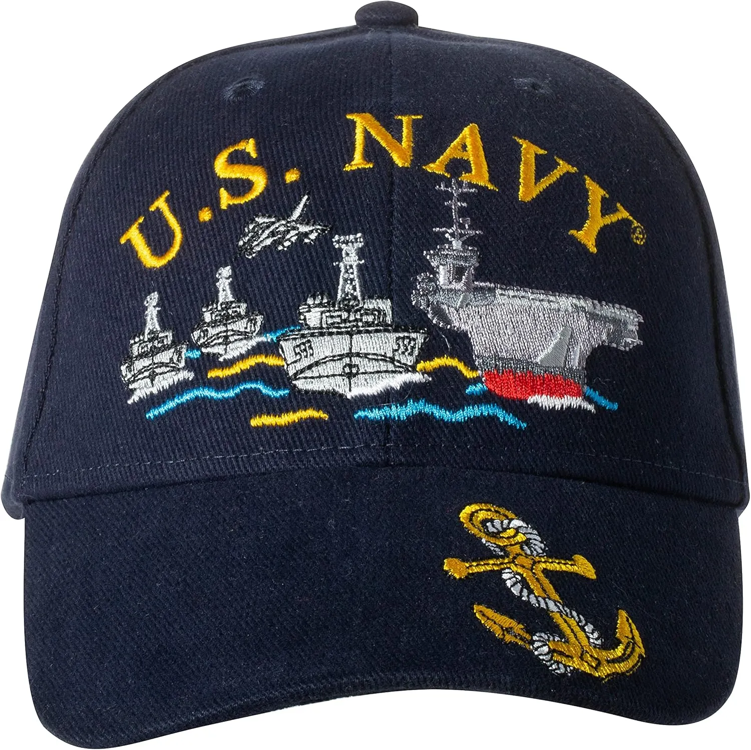United States Navy USN Ship Fleet by Sea, Air and Land Embroidered Cap Hat - Adjustable Blue