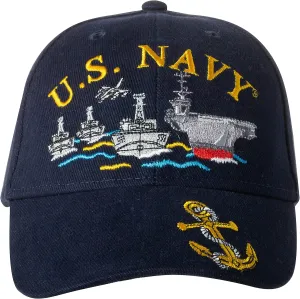 United States Navy USN Ship Fleet by Sea, Air and Land Embroidered Cap Hat - Adjustable Blue