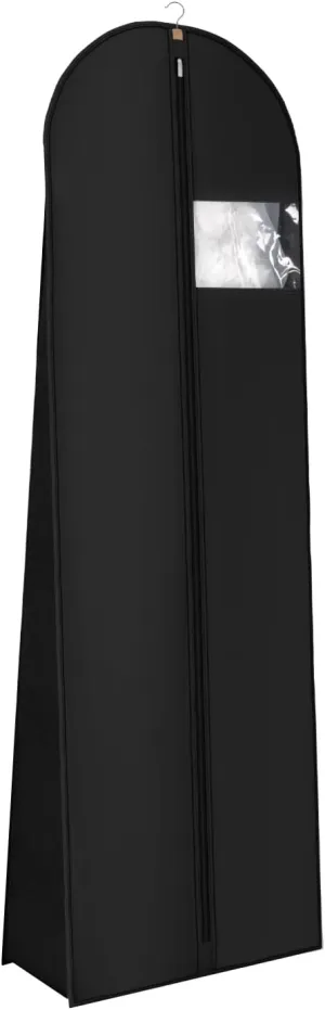 Univivi 72" Wedding Dress Garment Bag, Long Wedding Dress Cover for Closet Storage & Hanging Clothes with Clear Window and 12'' Gusset for Puffy Bridal Gowns, Black