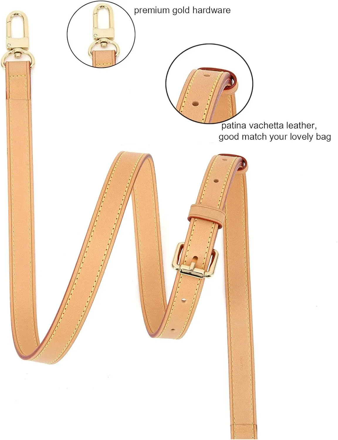 Vachetta Leather Cross Body Strap Medium Size Strap DIY Strap for Speedy 25 30 35 Shoulder Bag