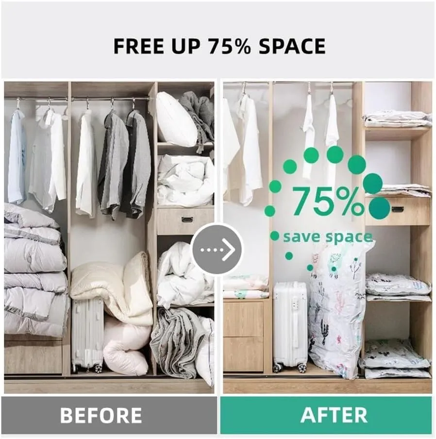 Vacuum Storage Bag Pumping Cotton Quilt Compression Bag Packing Finishing Vacuum Bag Thickening Clothes Storage Bag(Feather,60 X 80cm)