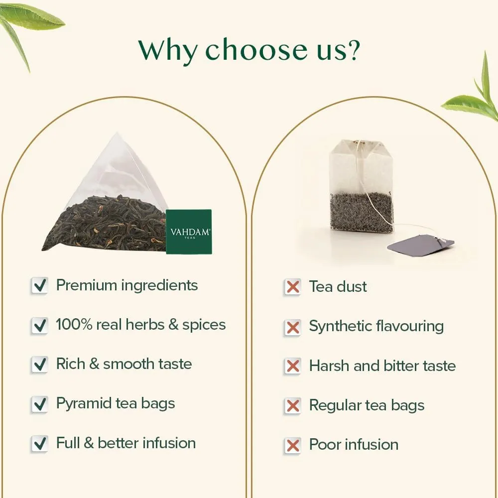 VAHDAM, Assam Exotic Black Tea Bags (100 Count) High Caffeine, Gluten Free, Full Bodied | Pyramid Tea Bags | Strong, Robust & Flavoury | Direct from Source