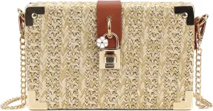 Van Caro Handwoven Cotton Straw Shoulder Bag Crochet Tassel Beach Bohemian Purse for Women