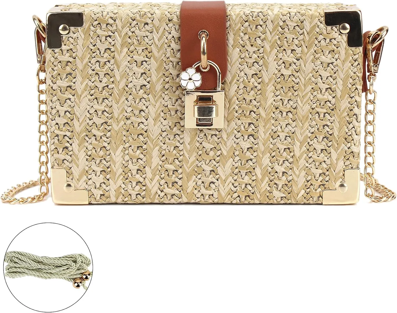 Van Caro Handwoven Cotton Straw Shoulder Bag Crochet Tassel Beach Bohemian Purse for Women