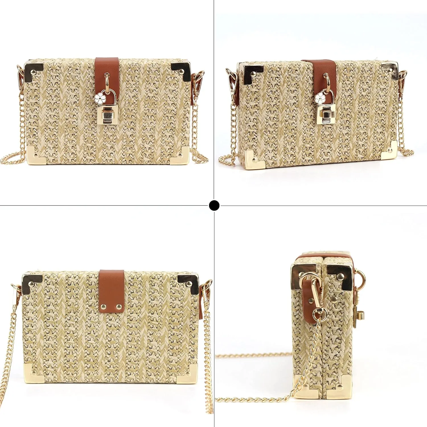 Van Caro Handwoven Cotton Straw Shoulder Bag Crochet Tassel Beach Bohemian Purse for Women