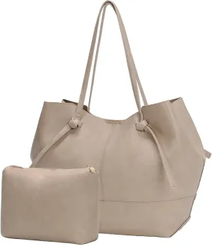 Vegan Leather Large Tote Bags for Women Soft Everyday Shoulder Purses for Work Travel Handbags,with A Makeup Bag