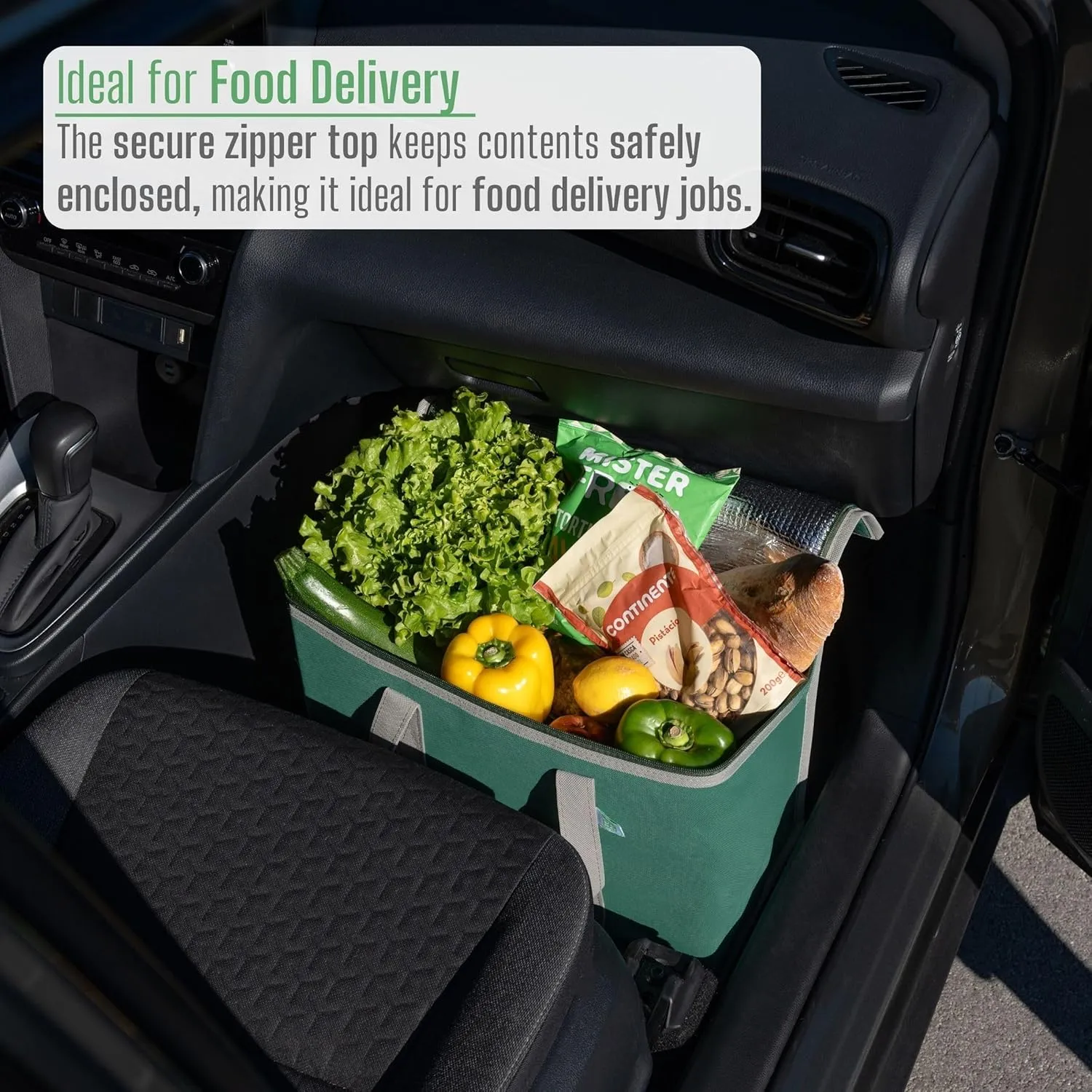 VENO 3 Pack Cooler Bag and Insulated Grocery Bags for Food Delivery, Collapsible Cooler, Reusable Shopping Bags for Groceries with Zipper, Foldable, Heavy-Duty, Stands Upright (Green, 3 Pack)