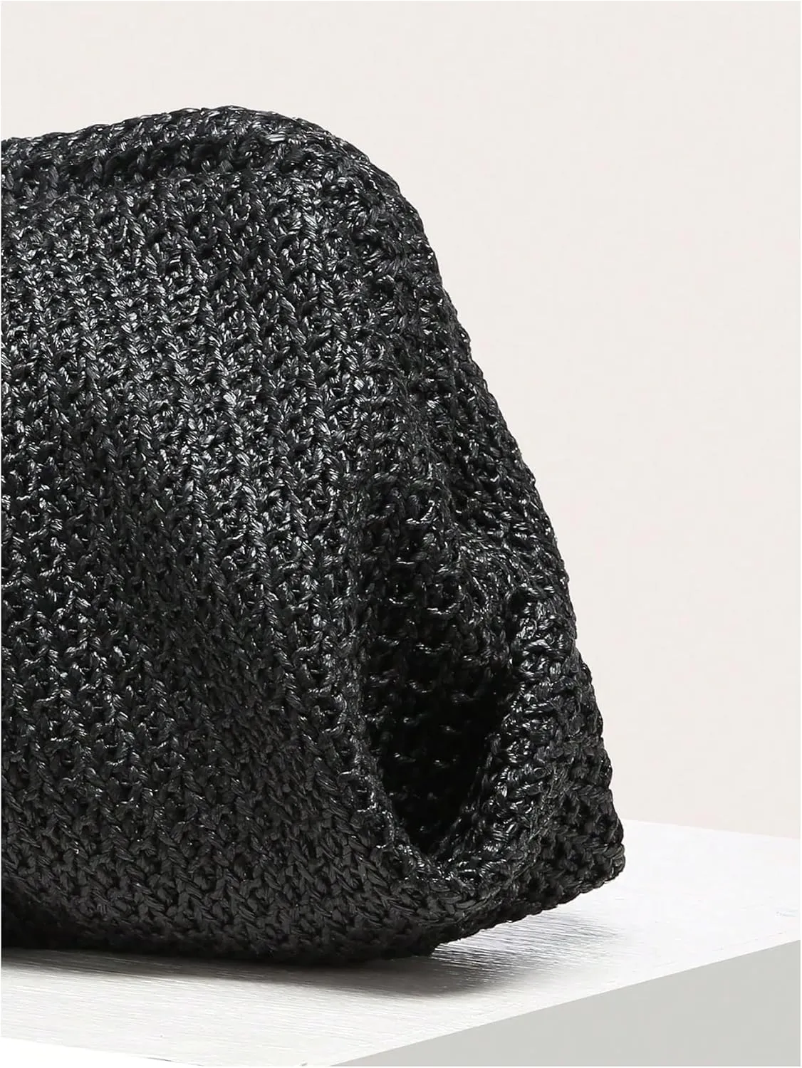 Verdusa Women's Straw Woven Clutch Handbags Ruched Cloud Purse
