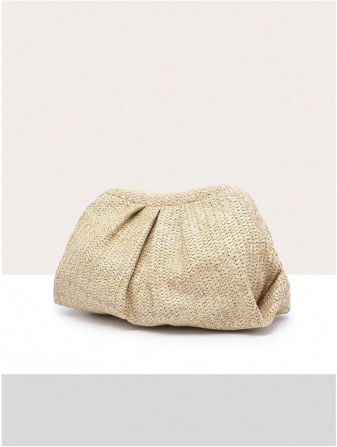 Verdusa Women's Straw Woven Clutch Handbags Ruched Cloud Purse