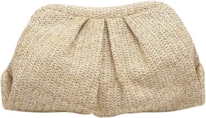 Verdusa Women's Straw Woven Clutch Handbags Ruched Cloud Purse