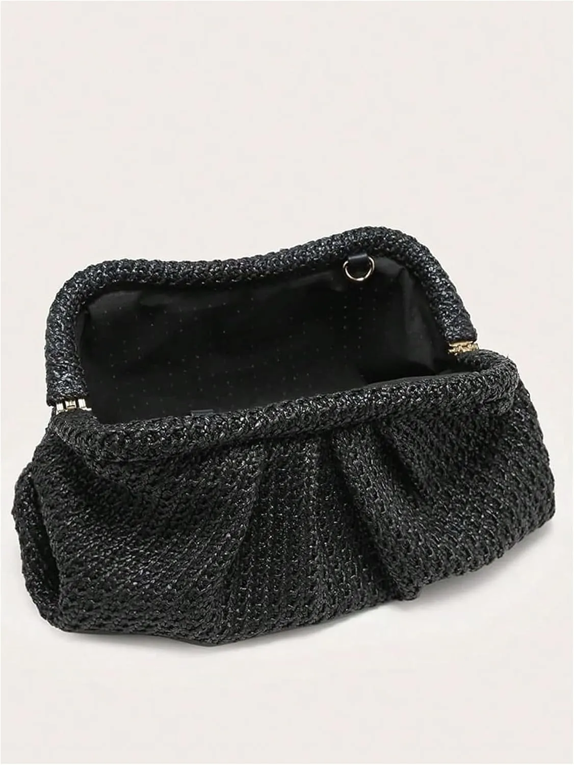 Verdusa Women's Straw Woven Clutch Handbags Ruched Cloud Purse