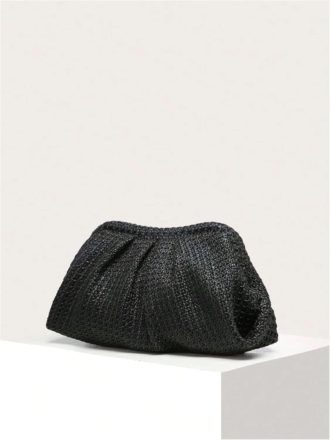 Verdusa Women's Straw Woven Clutch Handbags Ruched Cloud Purse