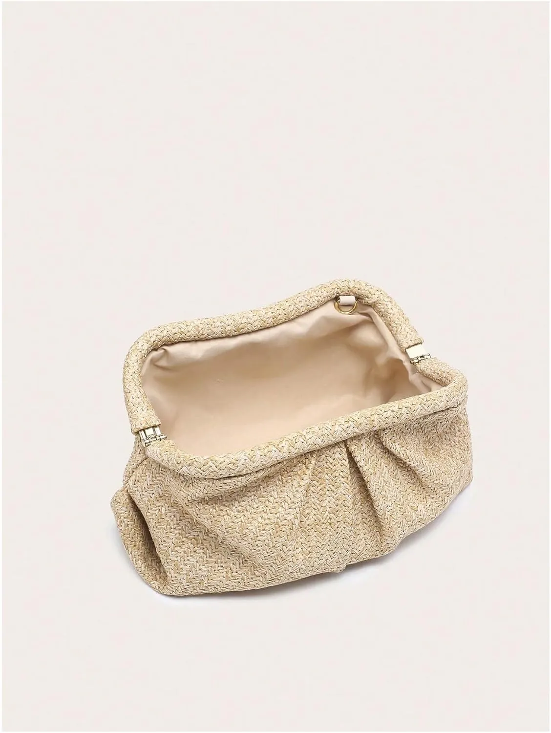 Verdusa Women's Straw Woven Clutch Handbags Ruched Cloud Purse