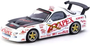 Vertex RX-7 FD3S White with Graphics RHD (Right Hand Drive) A'Pex D1 Project Global64 Series 1/64 Diecast Model Car by Tarmac Works T64G-TL022-AP