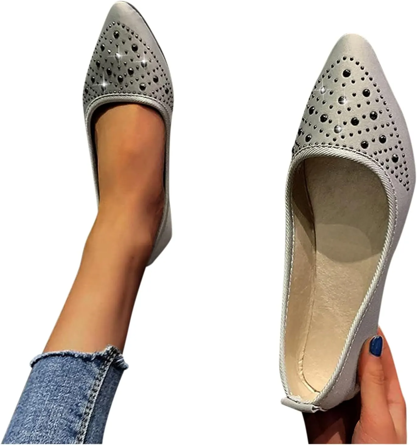 VESNIBA Women Girls Solid Big Size Slip On Flat Shallow Comfort Casual Single Shoes Womens Sandals Size