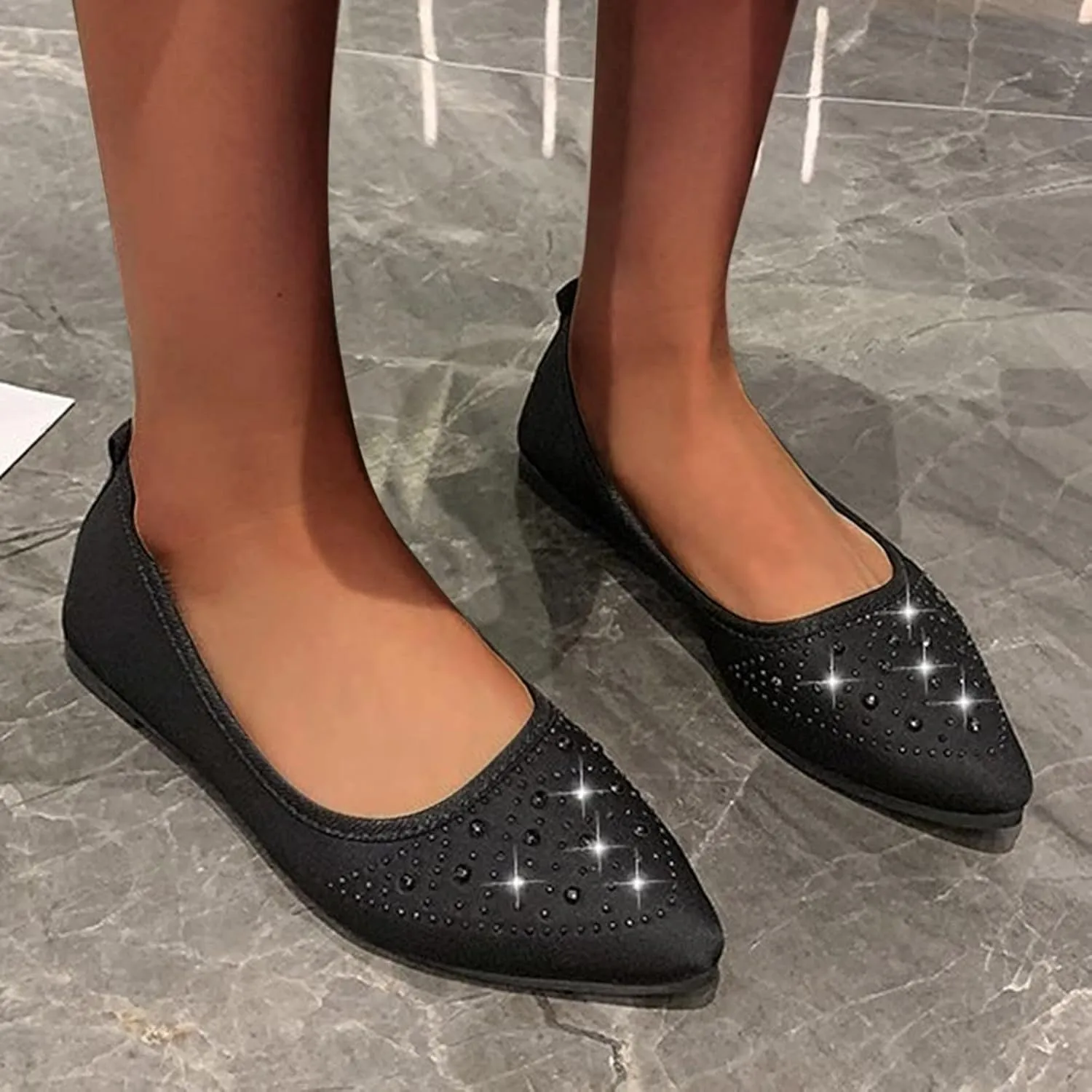VESNIBA Women Girls Solid Big Size Slip On Flat Shallow Comfort Casual Single Shoes Womens Sandals Size