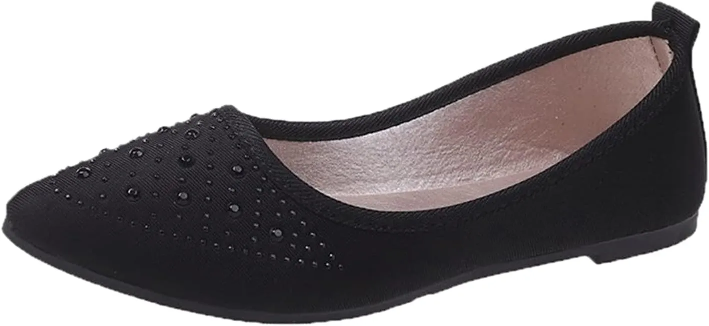VESNIBA Women Girls Solid Big Size Slip On Flat Shallow Comfort Casual Single Shoes Womens Sandals Size