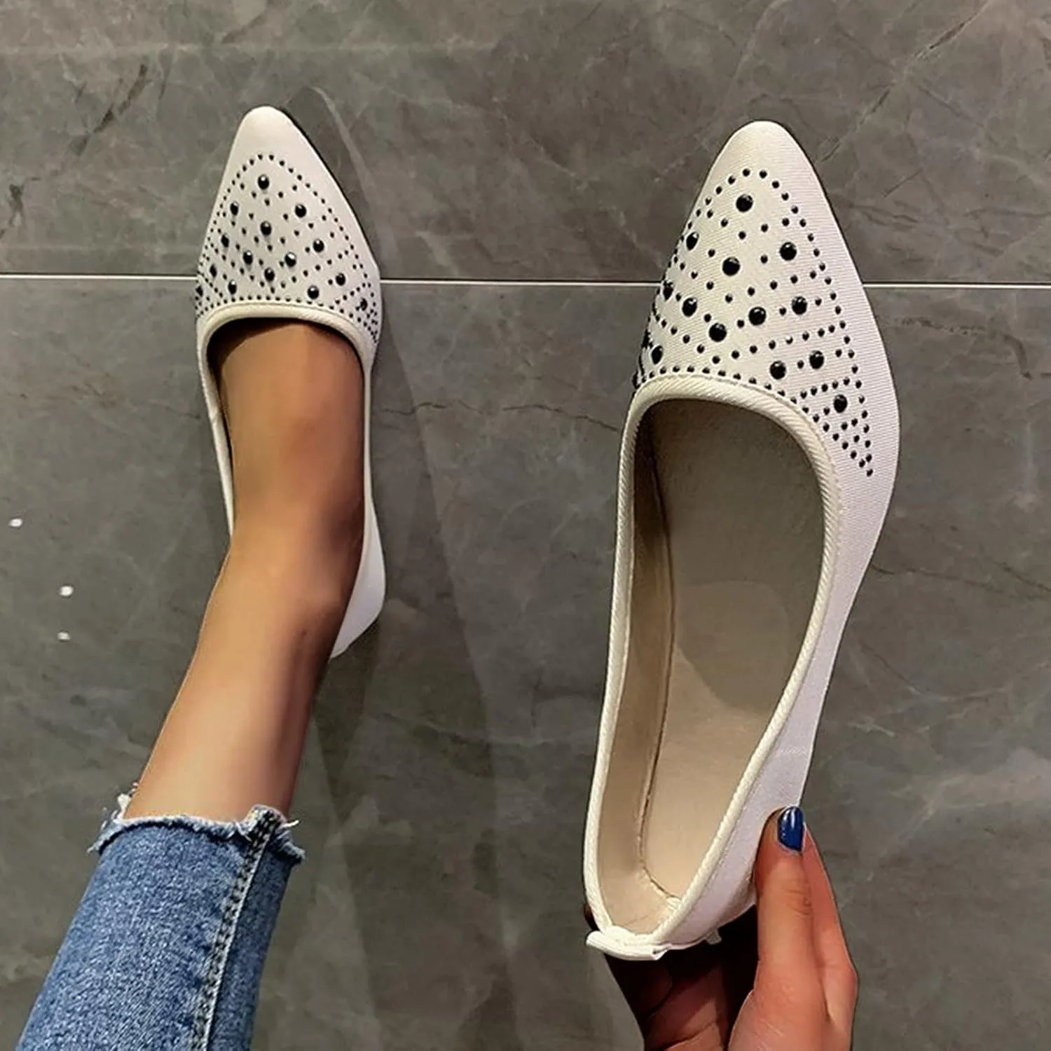 VESNIBA Women Girls Solid Big Size Slip On Flat Shallow Comfort Casual Single Shoes Womens Sandals Size