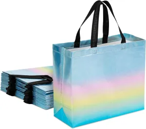 VGOODALL 15 Pack Large Gift Bags with Handles, 12.6" x 5" x 11" Iridescent Reusable Gift Bags Bulk for Birthday Wedding Party Favor