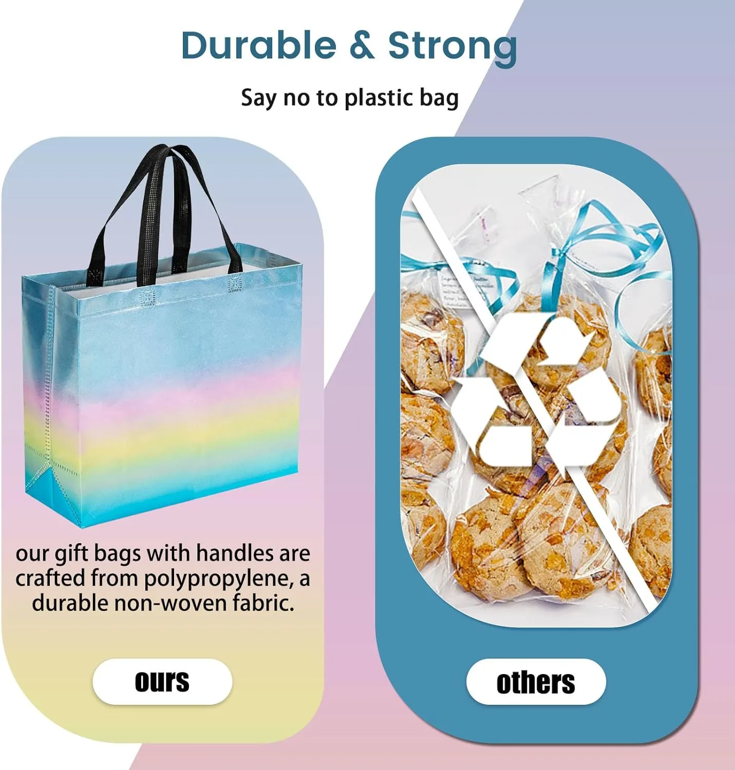 VGOODALL 15 Pack Large Gift Bags with Handles, 12.6" x 5" x 11" Iridescent Reusable Gift Bags Bulk for Birthday Wedding Party Favor