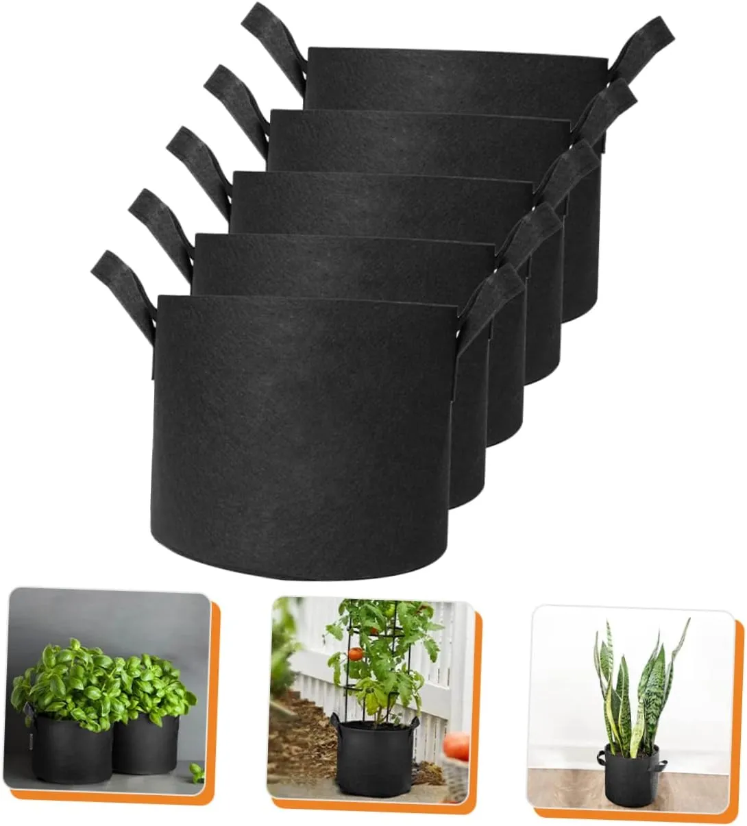 VICASKY 5pcs Grow Bag Grown Grower Planting for Horticultural Raise Indoor Nursery Potting Growing and Gardening Bags Plants Non-Woven Planter Non-Woven Bag Flower Planter Non-Woven Fabric