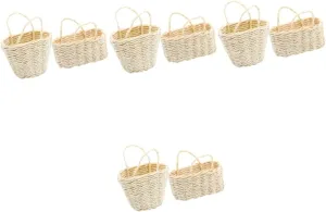 VICASKY 8pcs Mini Woven Basket for Dollhouse Decor Cute Craft Accessories for Miniature House for Projects and Home Ornamentation Unique