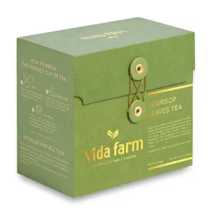 VIDA FARM 100 Soursop Tea Bags, 100% Natural Pure Soursop Graviola Leaves Tea Bags, Pleasant Taste, Natural Flavor, Caffeine Free, Guanabana Leaves Dried Soursop Leaves Guyabano Tea