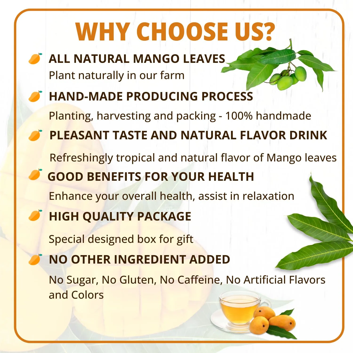 VIDA FARM 125 Mango Tea Bags, 100% Natural Mango Leaf Tea Bags, Dried Mango Leaves Herbal Tea Bags, Mango Leaves Tea, No Sugar, No Caffeine, Vegan