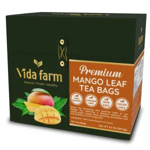 VIDA FARM 125 Mango Tea Bags, 100% Natural Mango Leaf Tea Bags, Dried Mango Leaves Herbal Tea Bags, Mango Leaves Tea, No Sugar, No Caffeine, Vegan