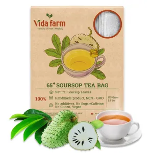 VIDA FARM 65 Soursop Tea Bags, 100% Natural Pure Sousop Leaves Tea Bags, Pleasant Taste Natural Flavor Caffeine Free, Dried Soursop Leaves Tea