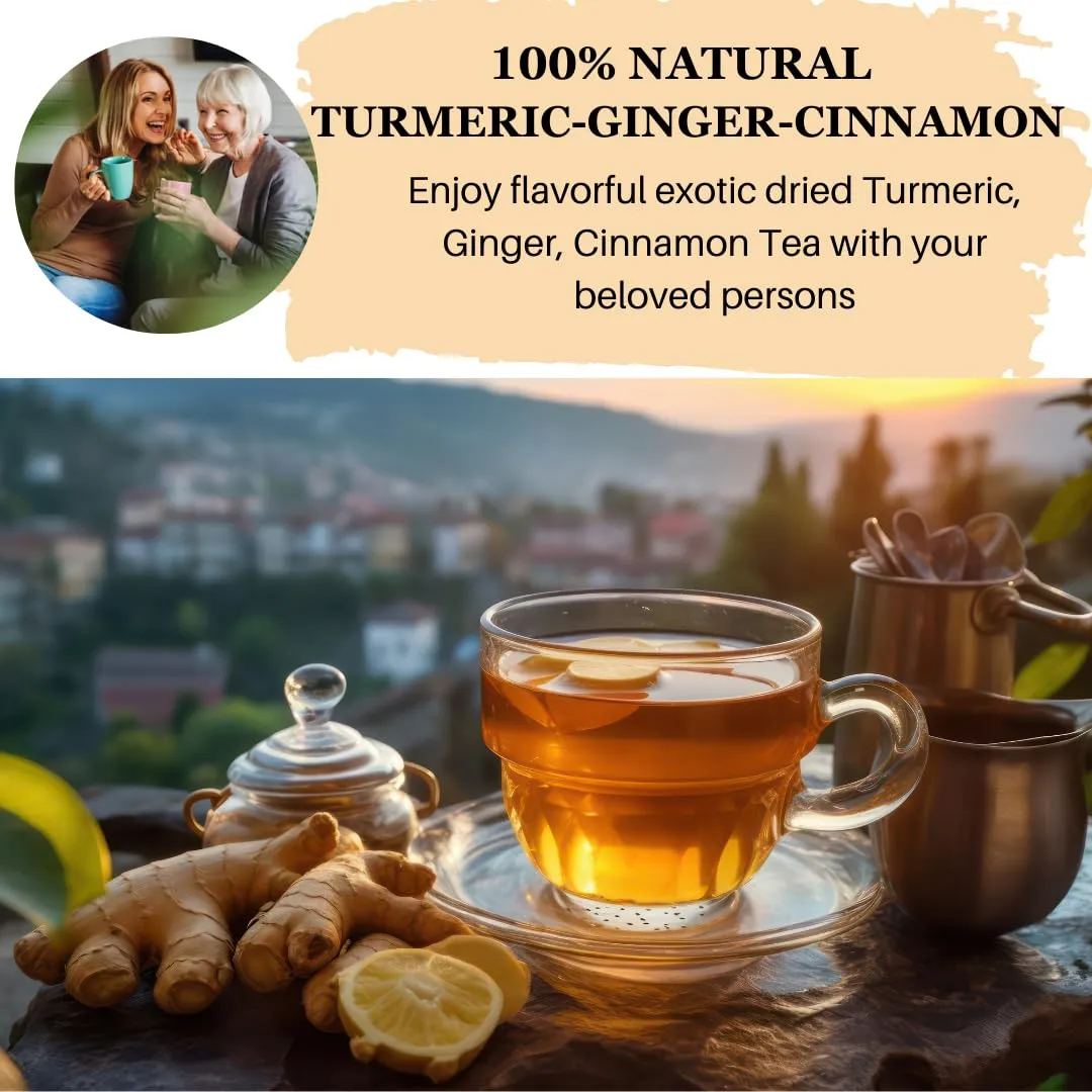 VIDA FARM 75 Turmeric Ginger Cinnamon Tea Bags, Turmeric Ginger Tea Bags, Natural Ginger Cinnamon Turmeric Tea, Ginger Cinnamon Turmeric Herbal Tea, Sugar Free, Caffeine Free, Gluten Free