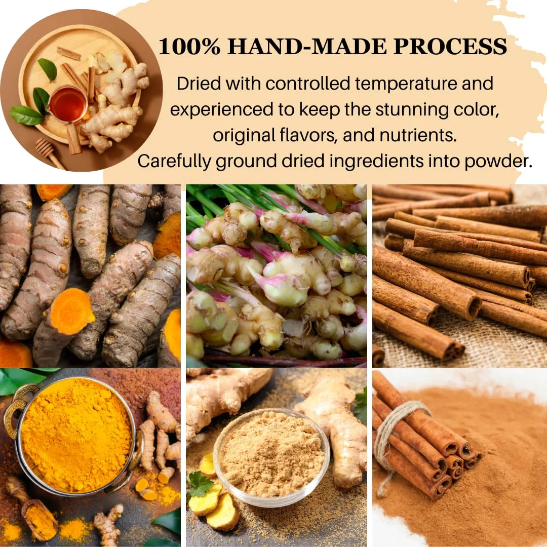 VIDA FARM 75 Turmeric Ginger Cinnamon Tea Bags, Turmeric Ginger Tea Bags, Natural Ginger Cinnamon Turmeric Tea, Ginger Cinnamon Turmeric Herbal Tea, Sugar Free, Caffeine Free, Gluten Free