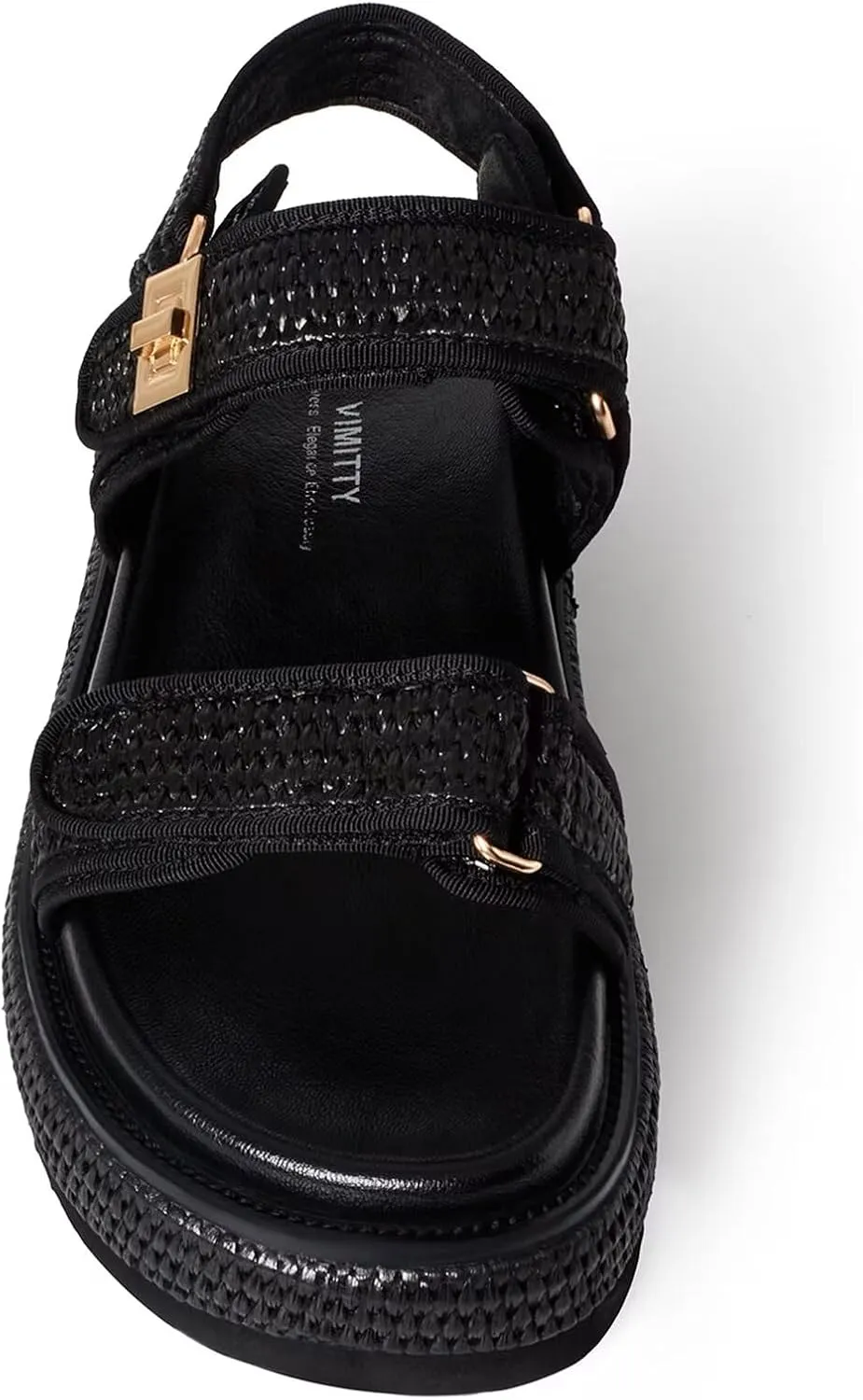 vimitty Hand-Woven Raffia Platform Sandals Adjustable Buckle Strap Comfortable Summer Beach Open Toe Slingback Sandals for Women