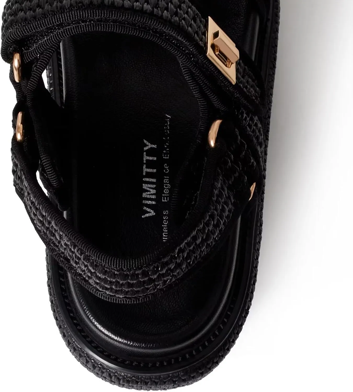 vimitty Hand-Woven Raffia Platform Sandals Adjustable Buckle Strap Comfortable Summer Beach Open Toe Slingback Sandals for Women