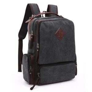 Vintage fashion Canvas High Capacity Laptop Travel Backpack-Black
