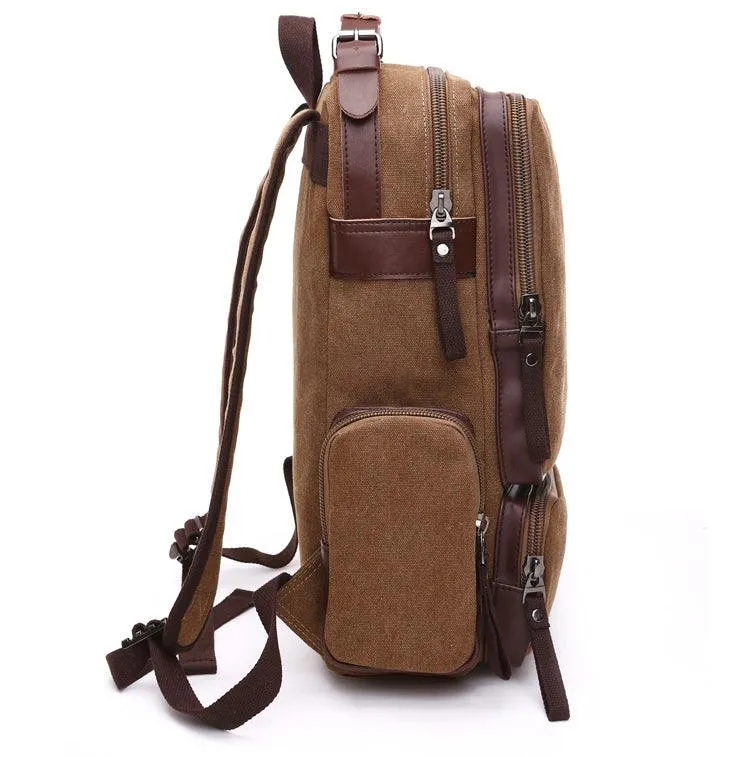 Vintage fashion Canvas High Capacity Laptop Travel Backpack-Black