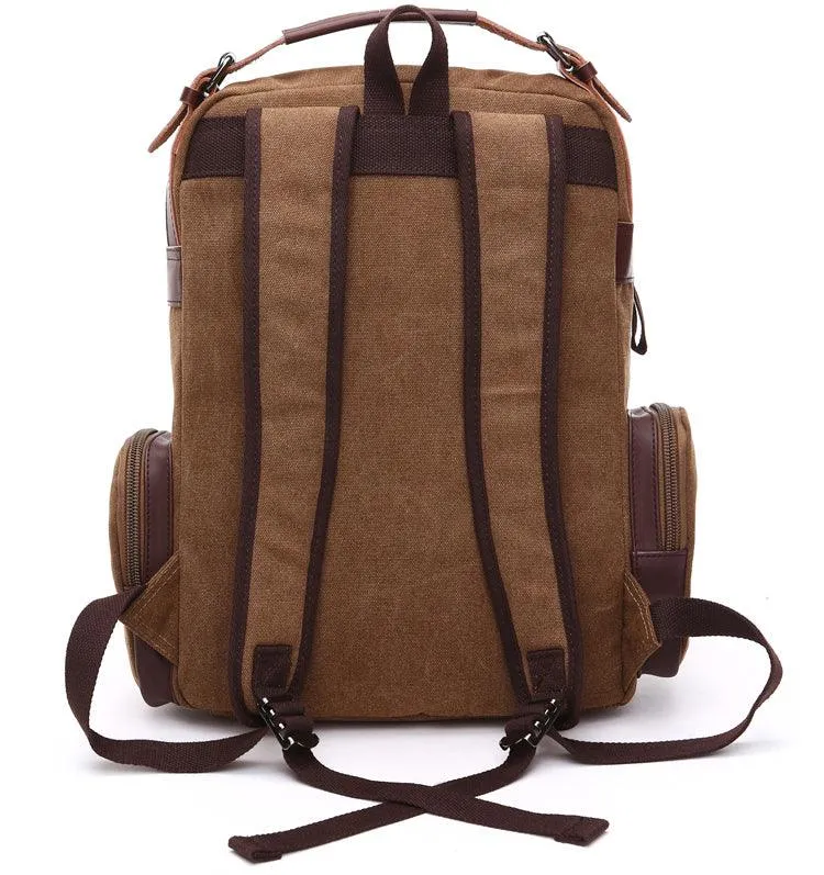 Vintage fashion Canvas High Capacity Laptop Travel Backpack-Black