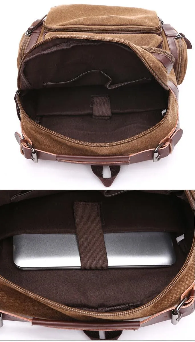 Vintage fashion Canvas High Capacity Laptop Travel Backpack-Black