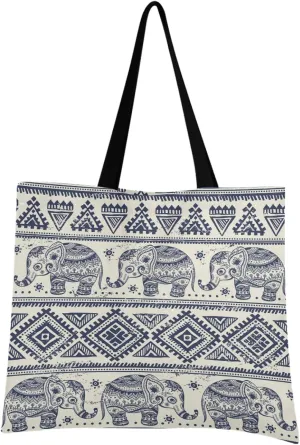 visesunny Women Extra Large Tote Bag Elephant Exotic Shoulder Bags Ladies Beach Travel Reusable Grocery Shopping Portable Storage Handbag
