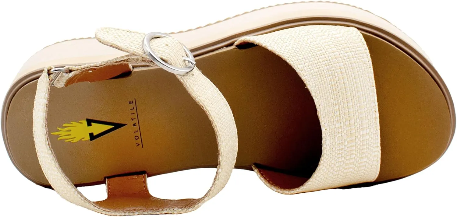 VOLATILE Womens Porcini Casual Sandals Casual Mid Heel 2-3" - Beige