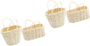 VOSAREA 4sets 2pcs Mini Woven Basket Adorable Dollhouse Accessories for Micro Landscape Decor Compact for Supply and Photo Props Miniature Storage 2pcs*4