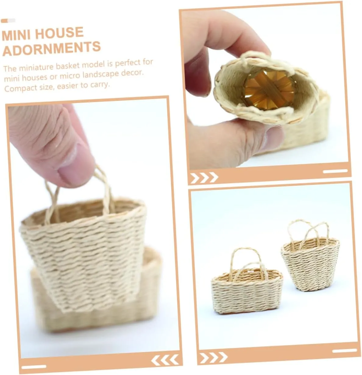 VOSAREA 4sets 2pcs Mini Woven Basket Adorable Dollhouse Accessories for Micro Landscape Decor Compact for Supply and Photo Props Miniature Storage 2pcs*4
