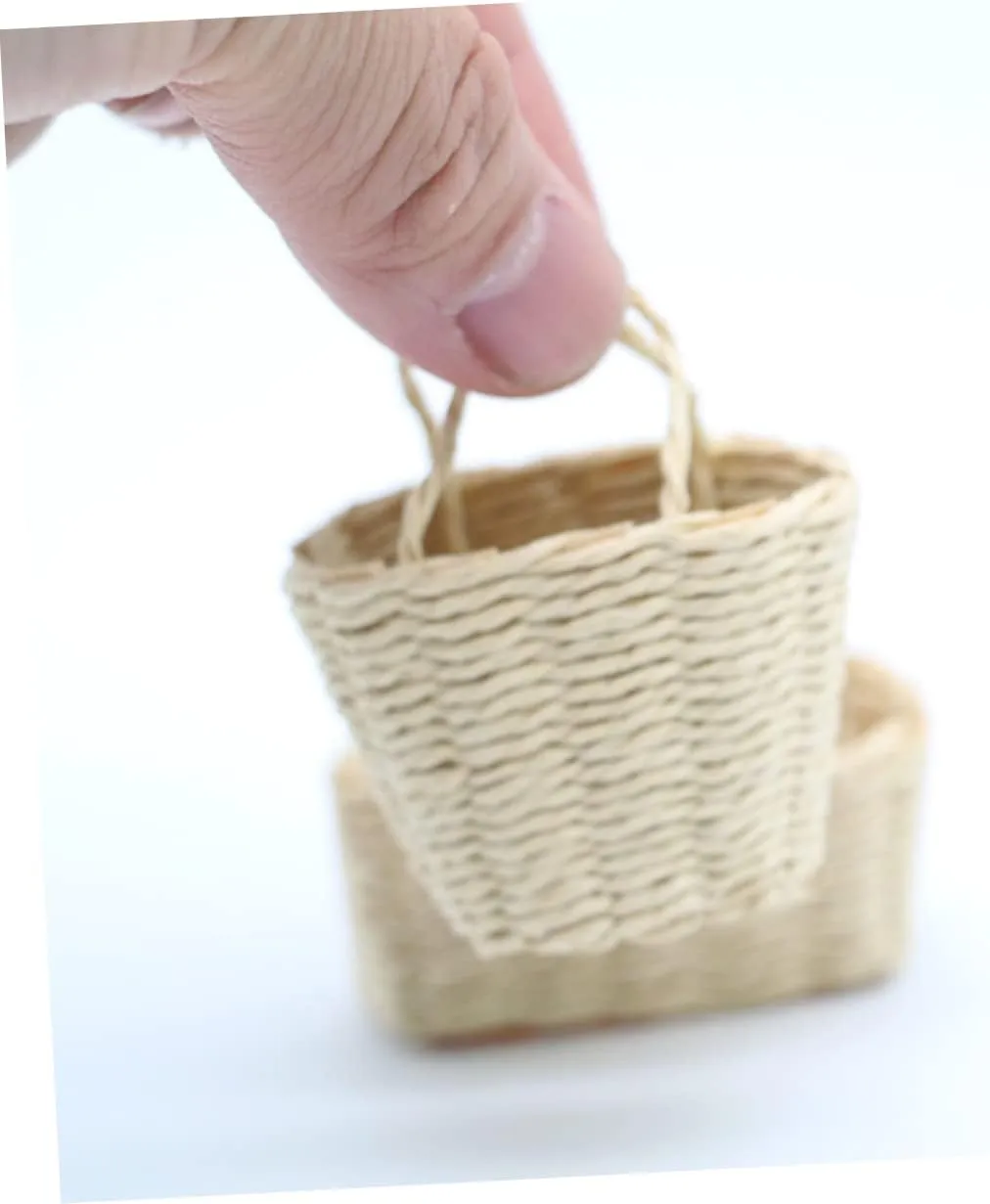 VOSAREA 4sets 2pcs Mini Woven Basket Adorable Dollhouse Accessories for Micro Landscape Decor Compact for Supply and Photo Props Miniature Storage 2pcs*4