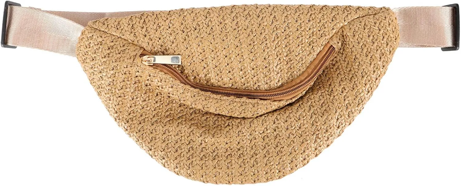 Waist Pack 1pc Summer Waist Bag Imitation Straw Woven Bag Chest Pouch Cross- body Bag Waist Wrap