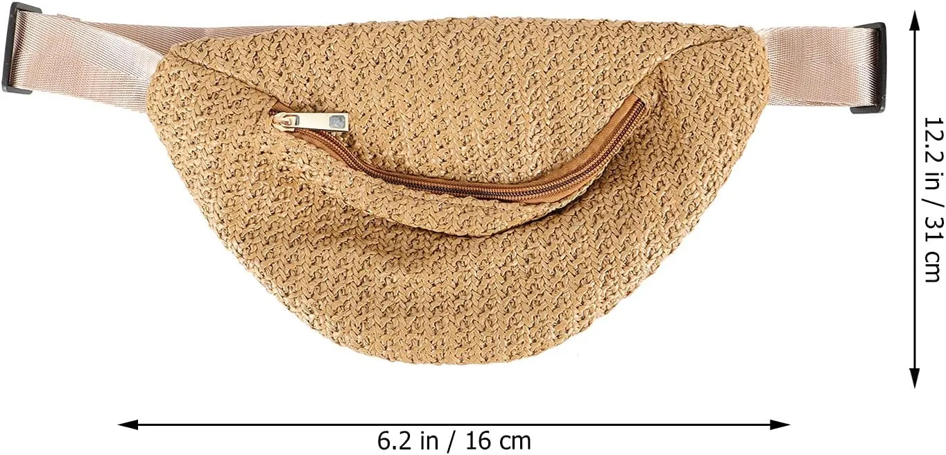 Waist Pack 1pc Summer Waist Bag Imitation Straw Woven Bag Chest Pouch Cross- body Bag Waist Wrap