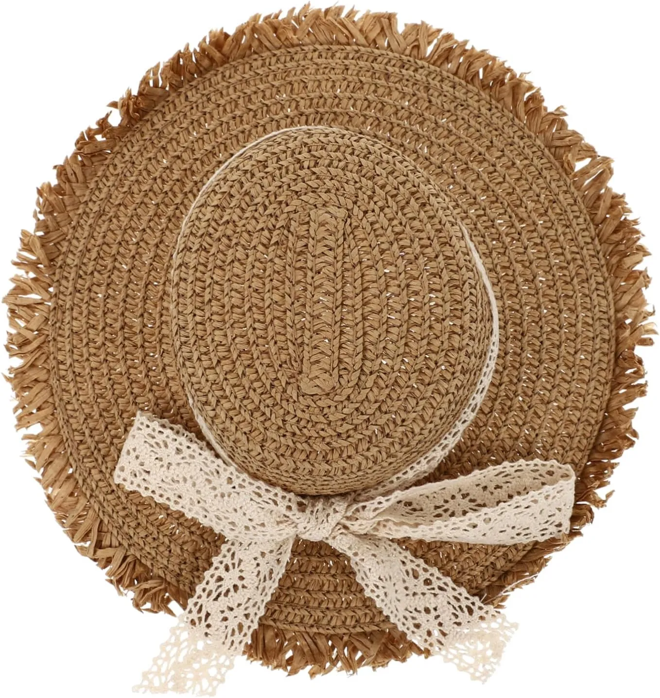 Wakauto 1pc Lace Bowknot Straw Hat Ornament for Dolls Elegant Doll Hat Decor Creative Miniature Accessory for Dollhouse Unique and Beautiful Design Compact for Use