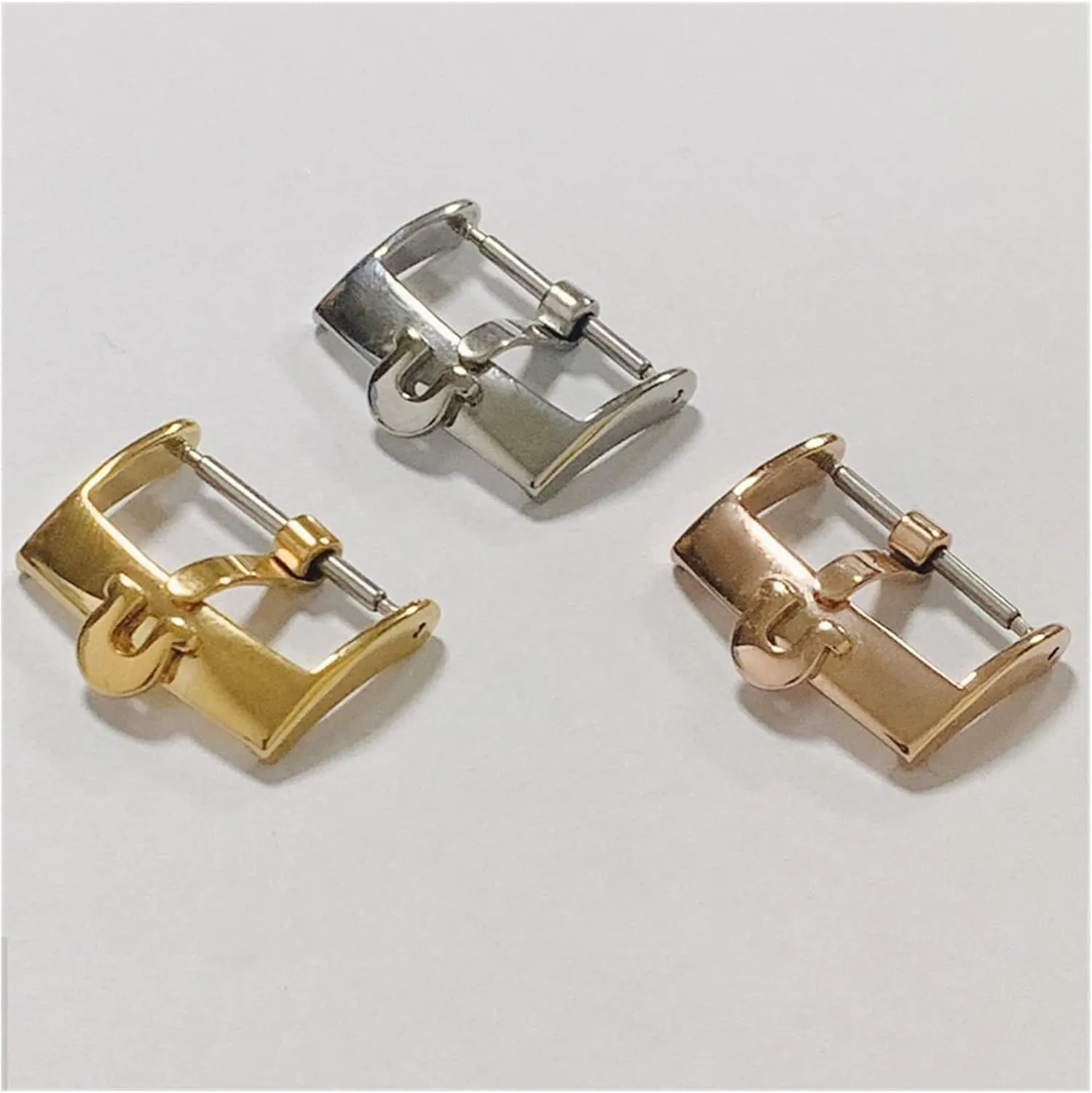 Watch Accessory Strap 12 Mm 14 Mm 16 Mm 18 Mm 20 Mm Watch Men's Pin Safety Buckle Stainless Steel Buckle Suitable Compatible With Omega Compatible With Seamaster Strap Watch buckle (Gold 12mm)